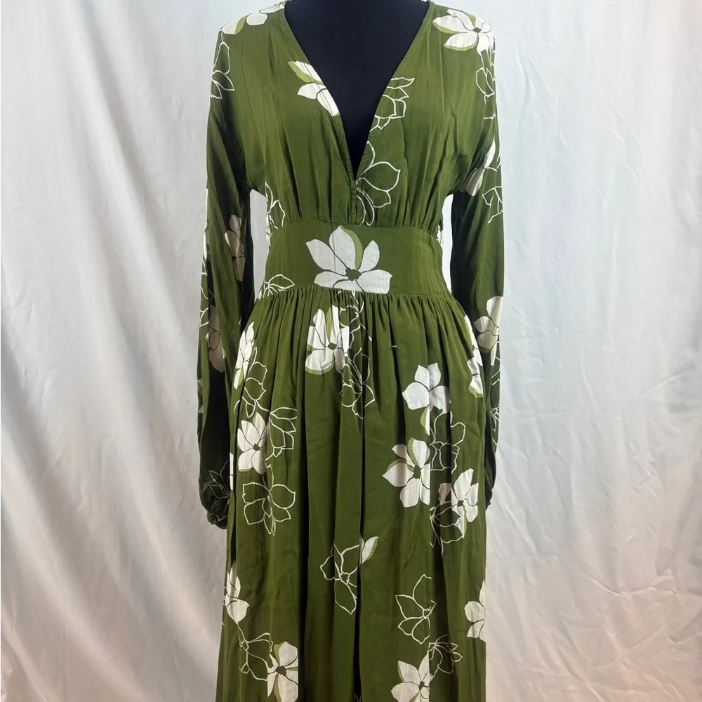 Billabong Green Floral Long Sleeve Dress - Picture 2 of 11